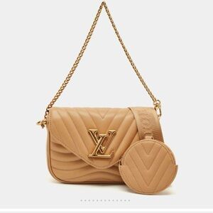 Louis Vuitton Beige Quilted Chain Shoulder Bag with Coin Pouch